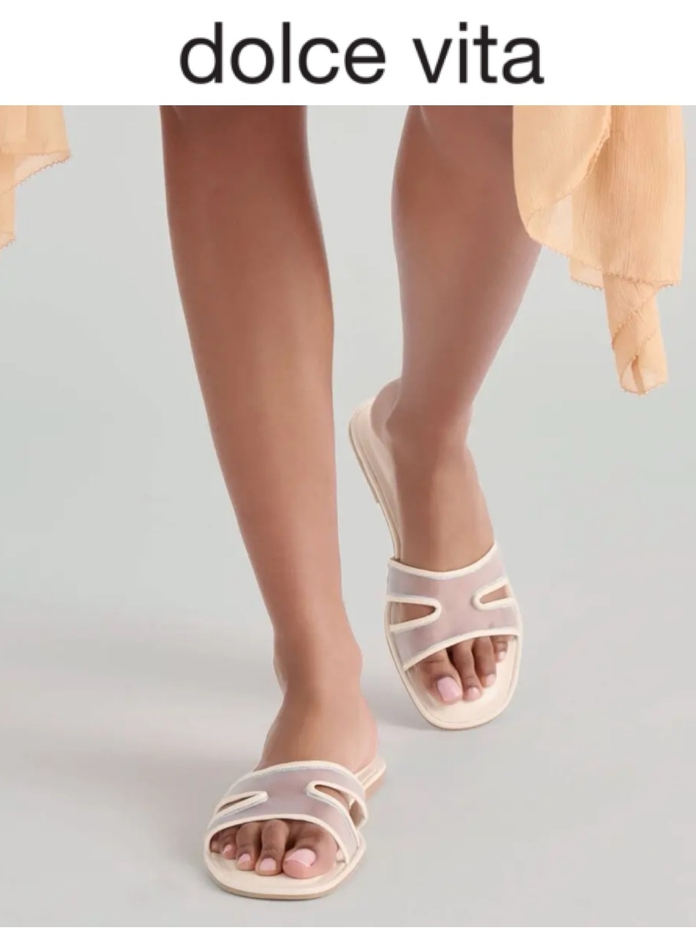 DOLCE VITA FLORI MESH OFF WHITE SLIDE SANDALS NWOT MINIMALIST RESORT CHIC SIZE 8